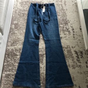 Brand new gig waist suspenders bootleg jeans